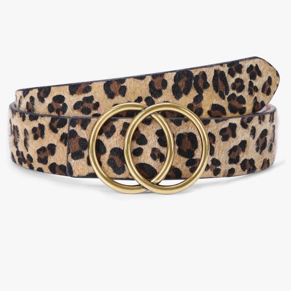 NWT LOKLIK Leopard Print Belt with Gold Buckle (small)